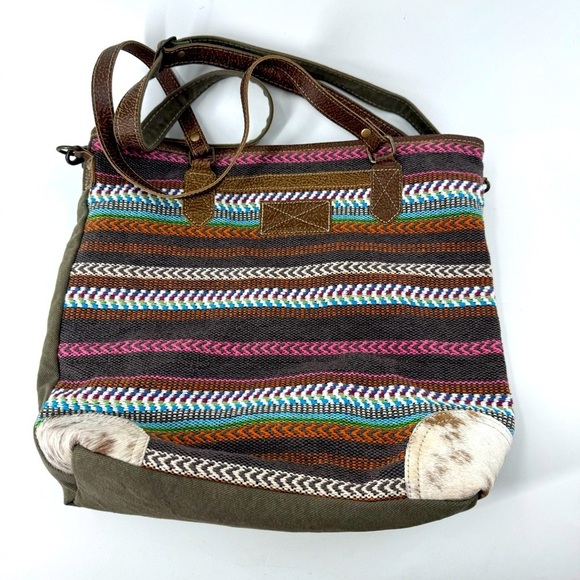 Myra Braided Shoulder bag W / Cowhide , Cotton and Leather. beautifully made - Picture 2 of 10